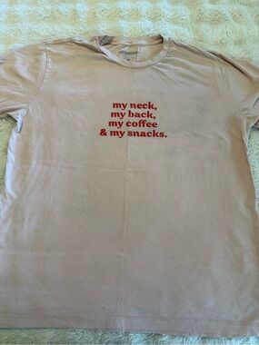 Kittenish Pale Pink Short Sleeve Tee with Red Text